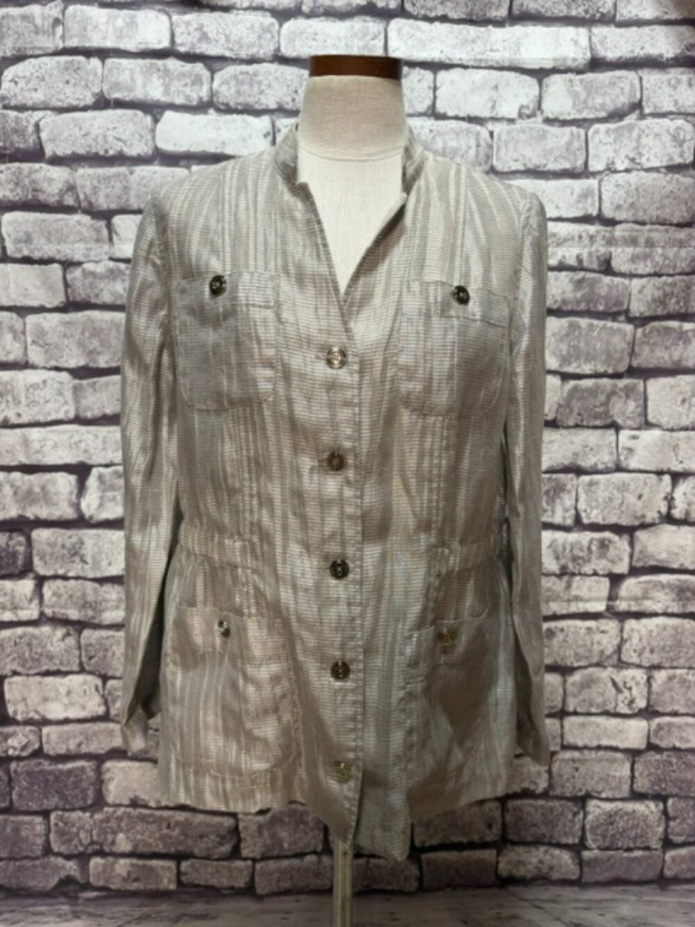 Chico's Silver Semi Sheer Light Weight Jacket Size M